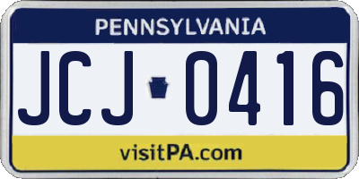 PA license plate JCJ0416