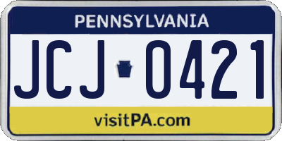 PA license plate JCJ0421