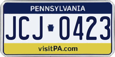 PA license plate JCJ0423