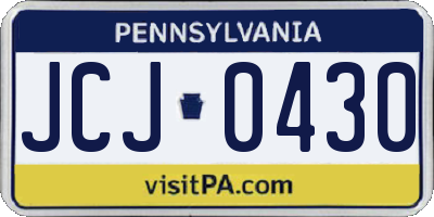 PA license plate JCJ0430