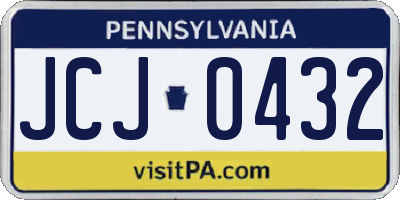 PA license plate JCJ0432