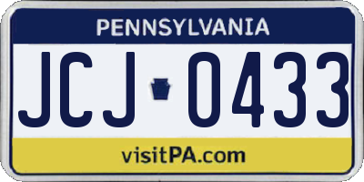 PA license plate JCJ0433