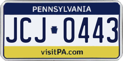 PA license plate JCJ0443
