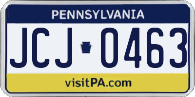 PA license plate JCJ0463