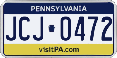 PA license plate JCJ0472