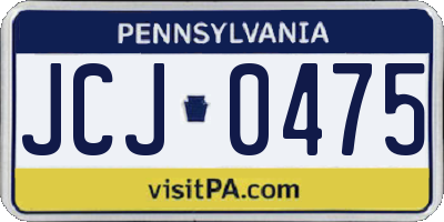 PA license plate JCJ0475