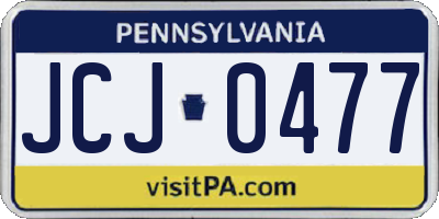 PA license plate JCJ0477