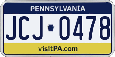 PA license plate JCJ0478