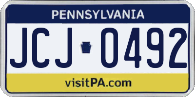 PA license plate JCJ0492