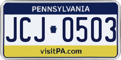 PA license plate JCJ0503