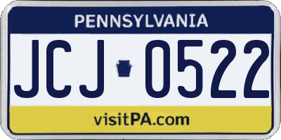 PA license plate JCJ0522