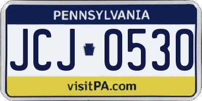 PA license plate JCJ0530