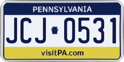 PA license plate JCJ0531