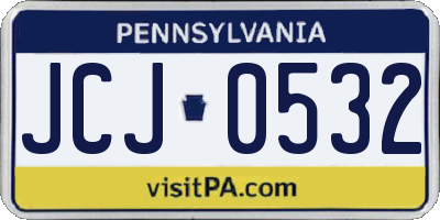 PA license plate JCJ0532