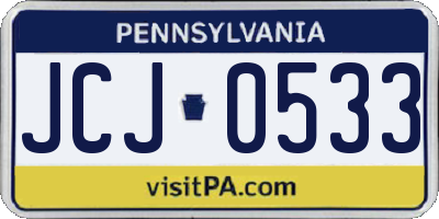 PA license plate JCJ0533