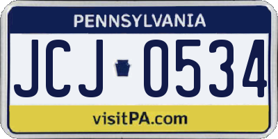 PA license plate JCJ0534