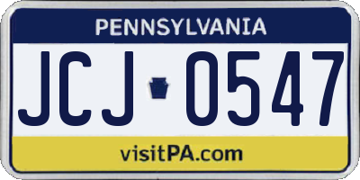 PA license plate JCJ0547
