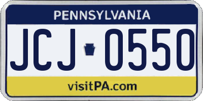 PA license plate JCJ0550
