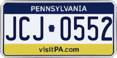 PA license plate JCJ0552