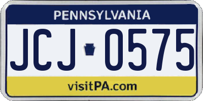 PA license plate JCJ0575