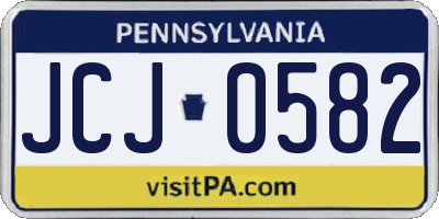 PA license plate JCJ0582