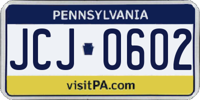 PA license plate JCJ0602