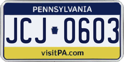 PA license plate JCJ0603