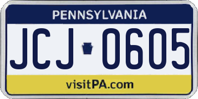 PA license plate JCJ0605