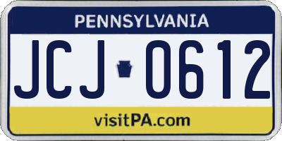 PA license plate JCJ0612