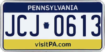 PA license plate JCJ0613