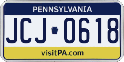 PA license plate JCJ0618