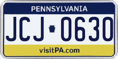 PA license plate JCJ0630