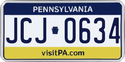 PA license plate JCJ0634