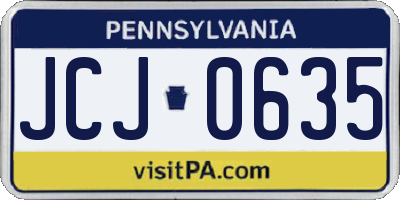 PA license plate JCJ0635
