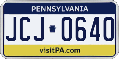 PA license plate JCJ0640