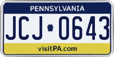 PA license plate JCJ0643