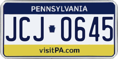 PA license plate JCJ0645