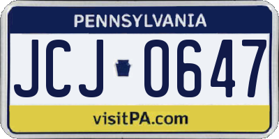PA license plate JCJ0647