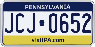 PA license plate JCJ0652