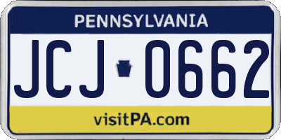 PA license plate JCJ0662