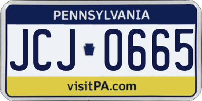 PA license plate JCJ0665