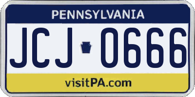 PA license plate JCJ0666
