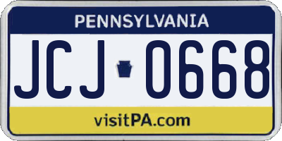 PA license plate JCJ0668