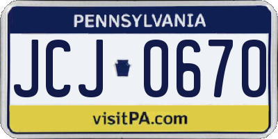 PA license plate JCJ0670
