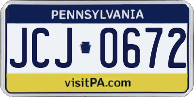 PA license plate JCJ0672