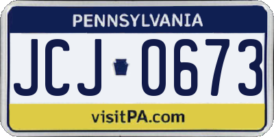 PA license plate JCJ0673