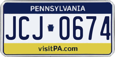 PA license plate JCJ0674
