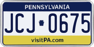 PA license plate JCJ0675