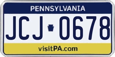 PA license plate JCJ0678