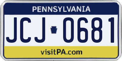 PA license plate JCJ0681